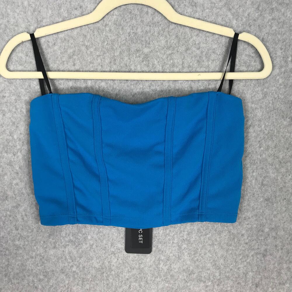 21 Saints Corset Crop Top Large Tube Bustier Stretch Festival Rave EDM Boning